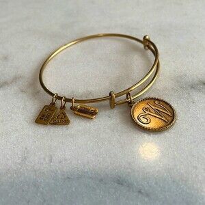 Initial W Gold Adjustable Bangle Bracelet